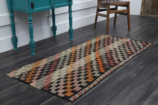 Handmade Vintage Area Kilim Rug - Thumbnail