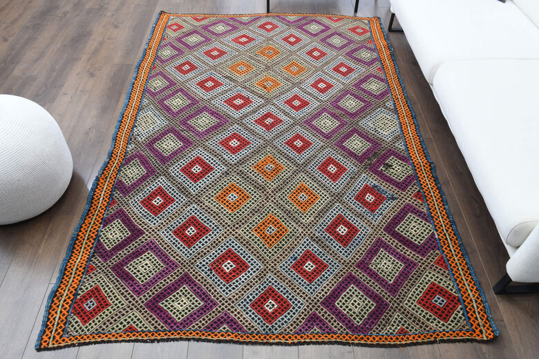 Handmade Vintage Colorful Area Rug