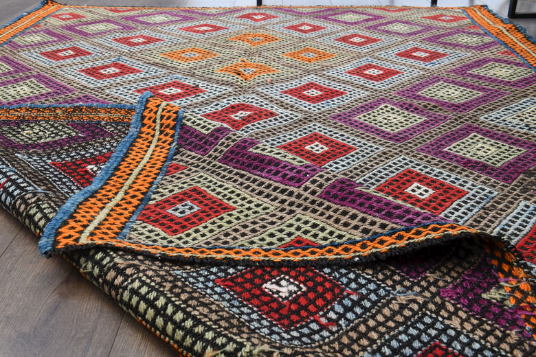 Handmade Vintage Colorful Area Rug