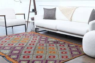 Handmade Vintage Colorful Area Rug - Thumbnail