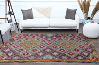 Handmade Vintage Colorful Area Rug - Thumbnail