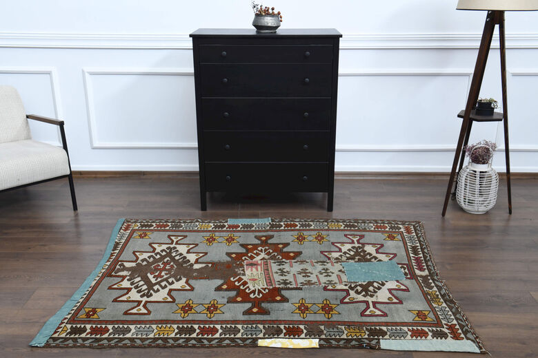 Handmade Vintage Patched Area Rug