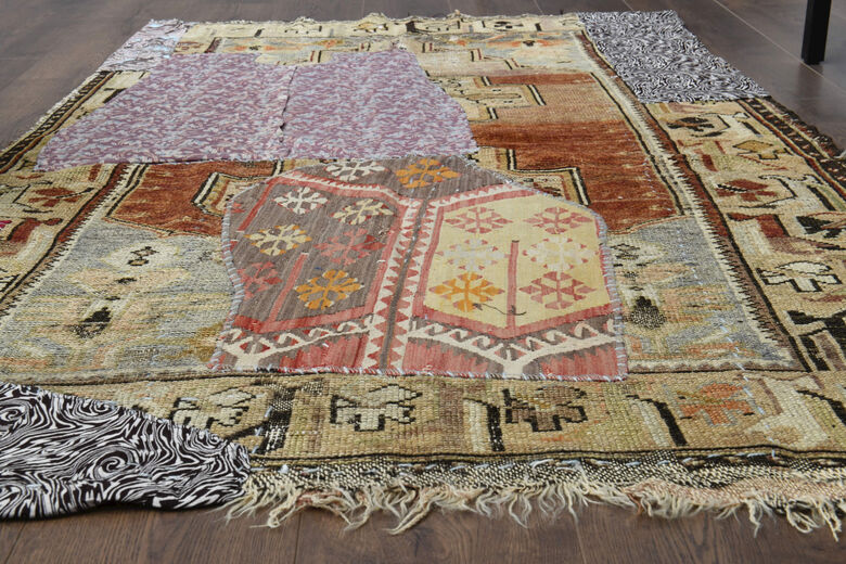 Patched Handmade Vintage Area Rug