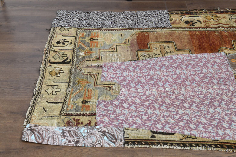 Patched Handmade Vintage Area Rug