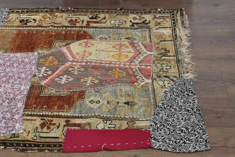 Patched Handmade Vintage Area Rug