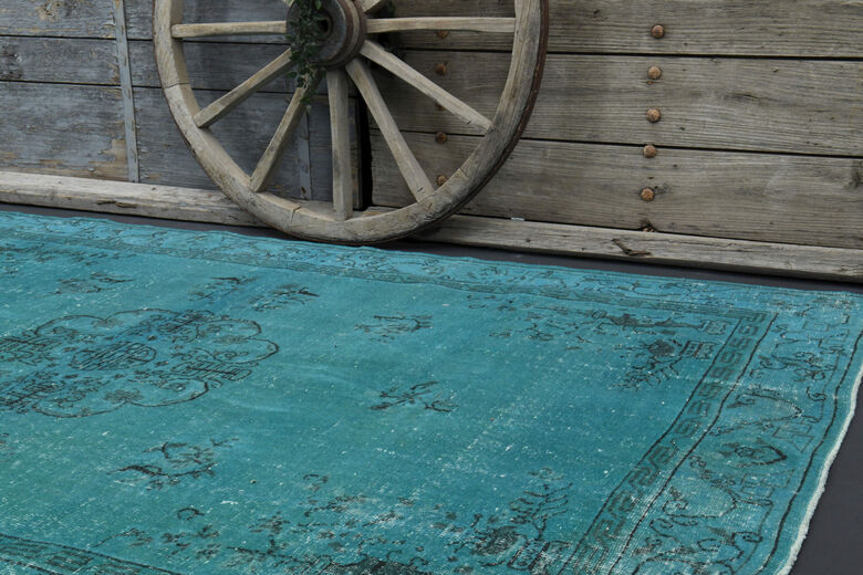 Handmade Vintage Turquoise Rug