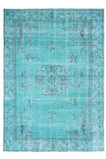 Handmade Vintage Anatolian Turquoise Rug - Thumbnail