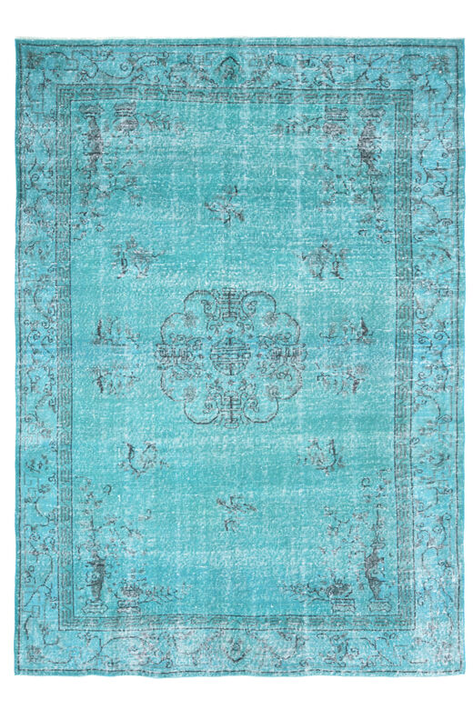 Handmade Vintage Anatolian Turquoise Rug