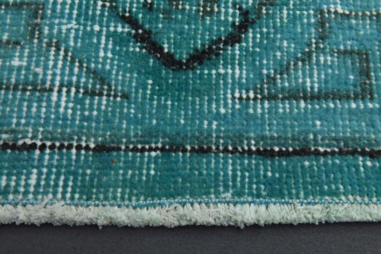 Handmade Vintage Anatolian Turquoise Rug