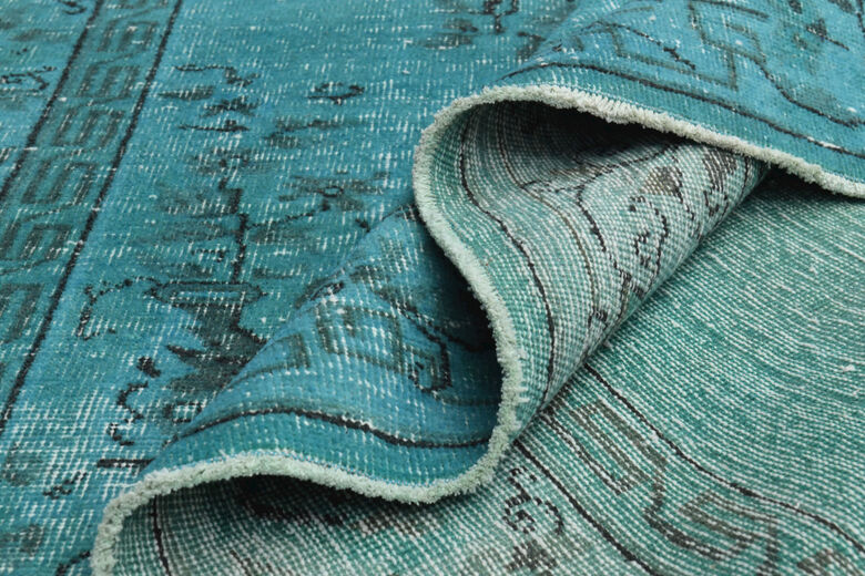 Handmade Vintage Anatolian Turquoise Rug