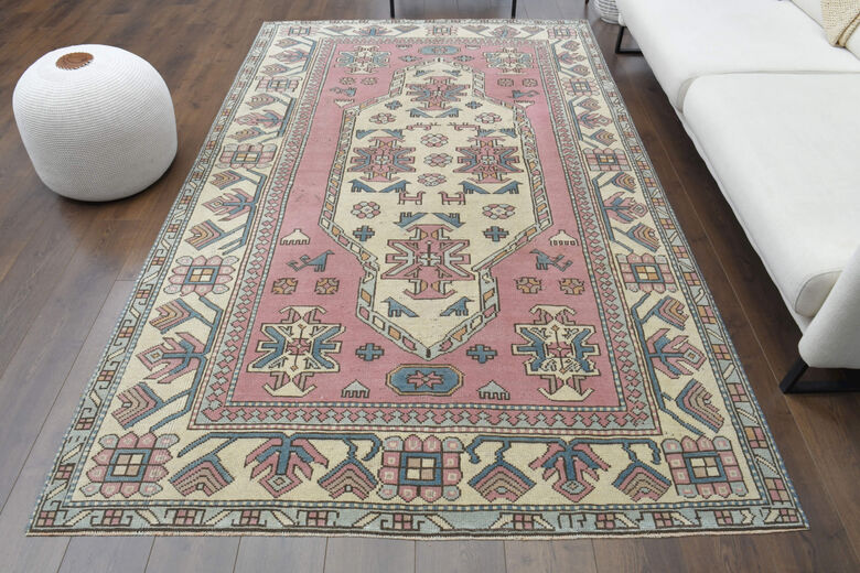 Handmade Vintage Pastel Area Rug