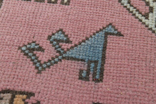 Handmade Vintage Pastel Area Rug - Thumbnail