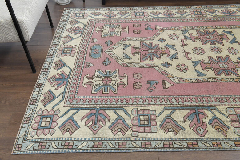 Handmade Vintage Pastel Area Rug