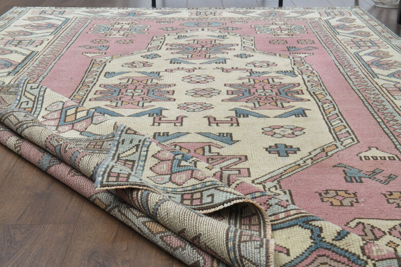 Handmade Vintage Pastel Area Rug