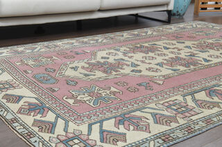 Handmade Vintage Pastel Area Rug - Thumbnail