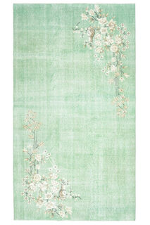Handmade Vintage Turkish Area Green Anatolian Rug - Thumbnail