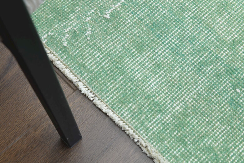 Handmade Vintage Turkish Area Green Anatolian Rug