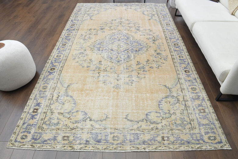 Faded Handmade Vintage Anatolian Area Rug