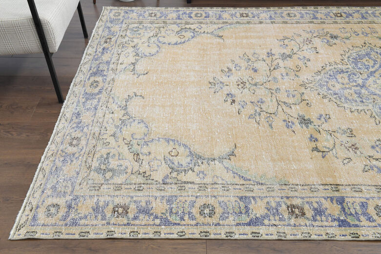 Faded Handmade Vintage Anatolian Area Rug