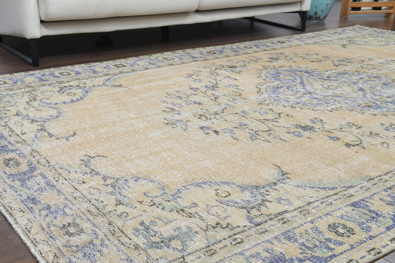 Faded Handmade Vintage Anatolian Area Rug