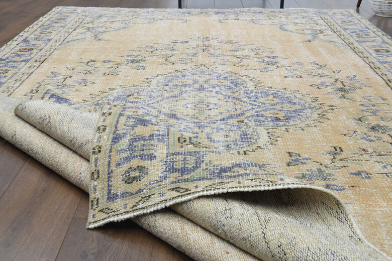 Faded Handmade Vintage Anatolian Area Rug
