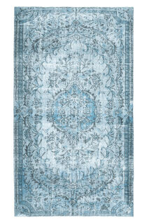 Handmade Vintage Blue Area Rug - Thumbnail