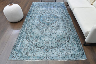 Handmade Vintage Blue Area Rug - Thumbnail