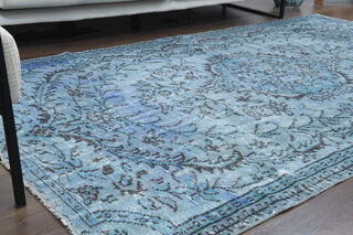 Handmade Vintage Blue Area Rug - Thumbnail