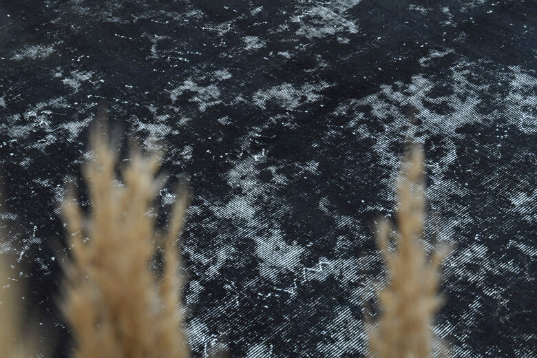 Distressed Black Anatolian Area Rug