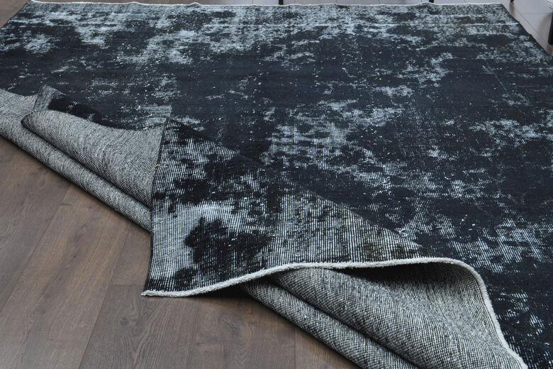 Distressed Black Anatolian Area Rug