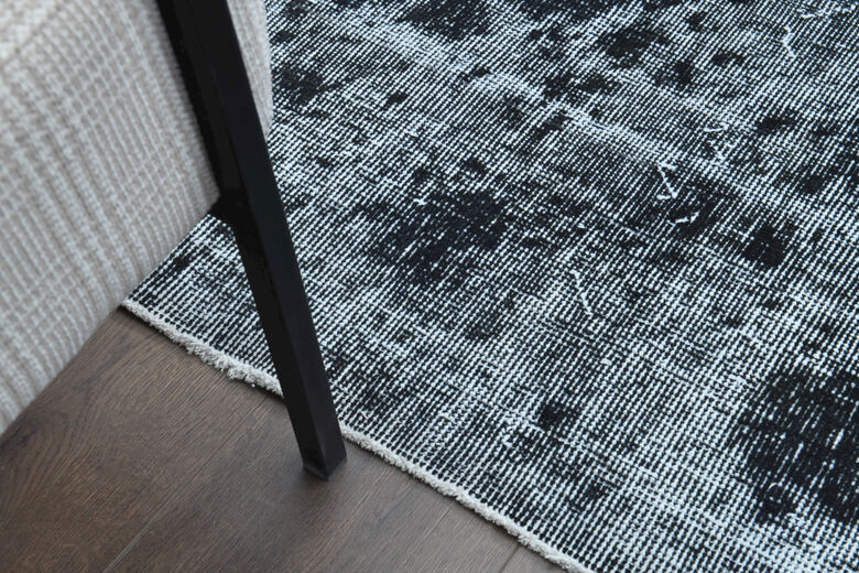 Distressed Black Anatolian Area Rug