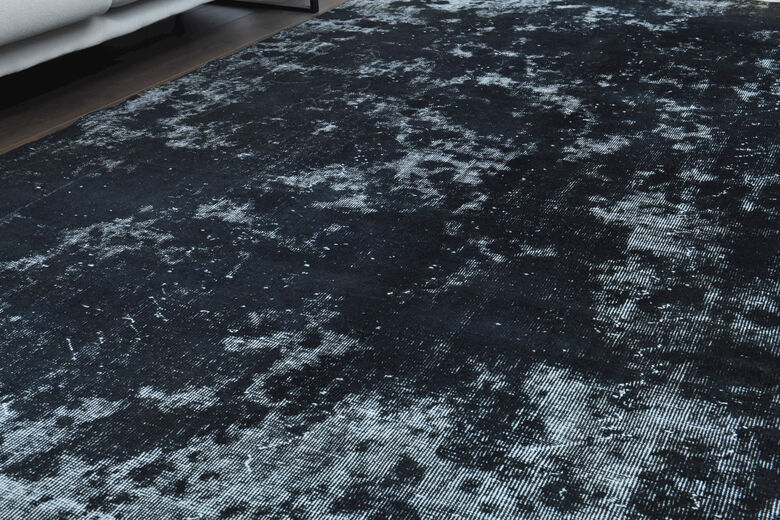Distressed Black Anatolian Area Rug
