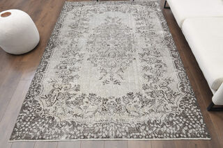 Handmade Vintage Gray Area Rug - Thumbnail