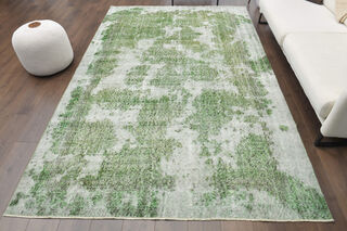 Green Vintage Distressed Area Rug - Thumbnail