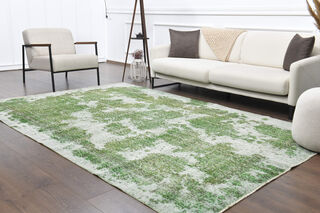 Green Vintage Distressed Area Rug - Thumbnail