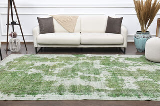 Green Vintage Distressed Area Rug - Thumbnail