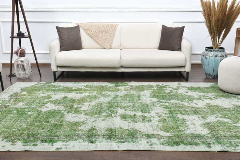 Green Vintage Distressed Area Rug