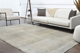 Handmade Antique Oushak Neutral Area Rug - Thumbnail