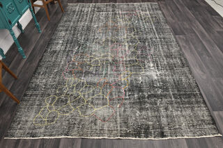 Handmade Vintage Black Area Rug - Thumbnail