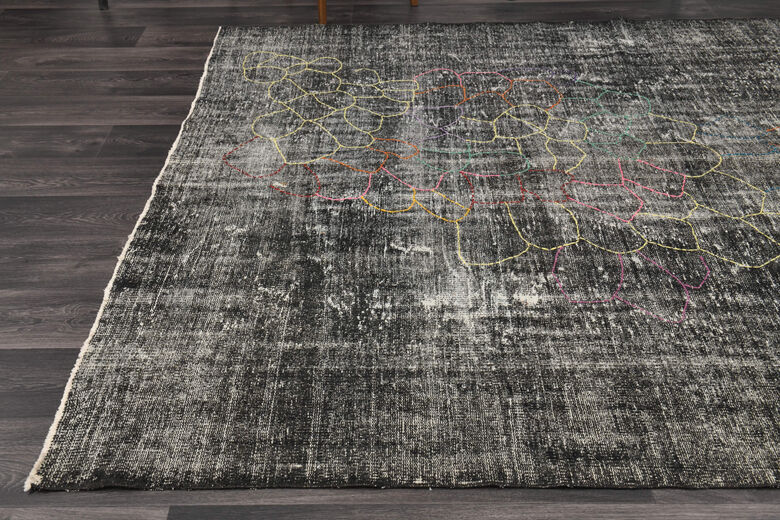 Handmade Vintage Black Area Rug