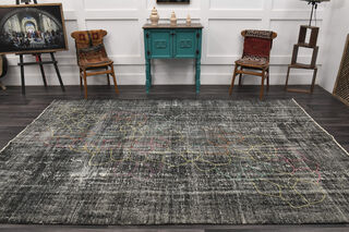 Handmade Vintage Black Area Rug - Thumbnail