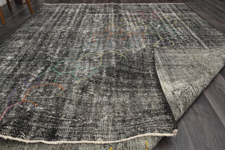 Handmade Vintage Black Area Rug - Thumbnail