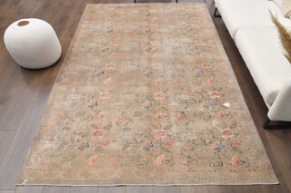 Handmade Vintage Brown Area Rug - Thumbnail