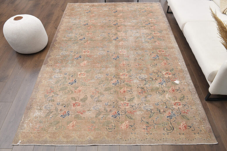 Handmade Vintage Brown Area Rug