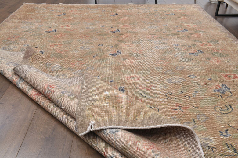 Handmade Vintage Brown Area Rug