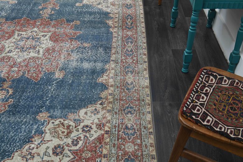 Blue Oriental Oushak Vintage Area Rug