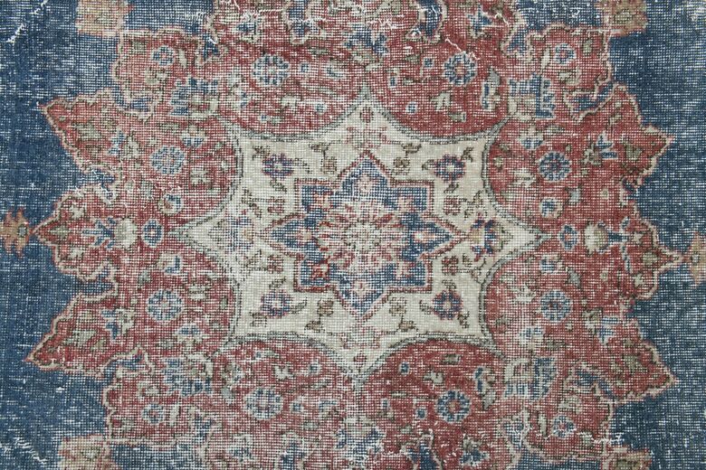 Blue Oriental Oushak Vintage Area Rug