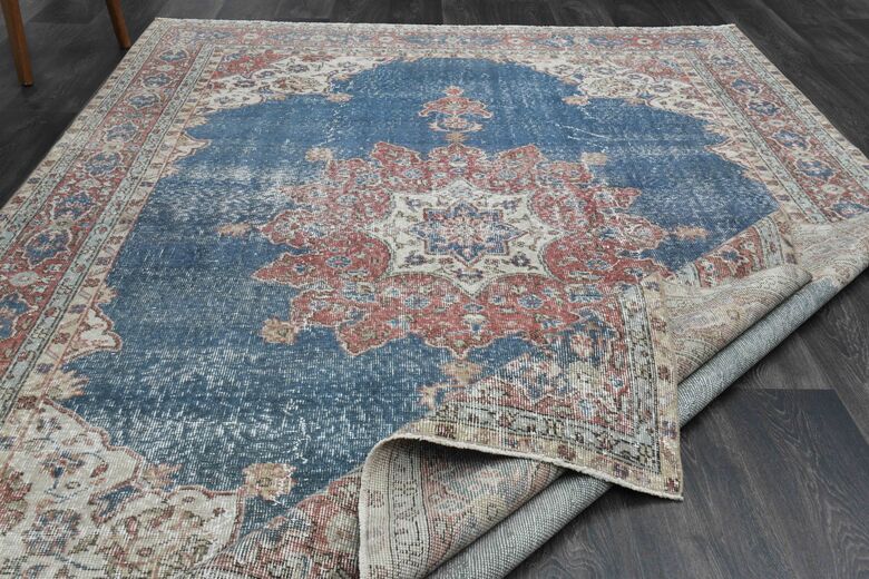 Blue Oriental Oushak Vintage Area Rug