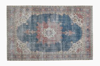 Blue Oriental Oushak Vintage Area Rug - Thumbnail