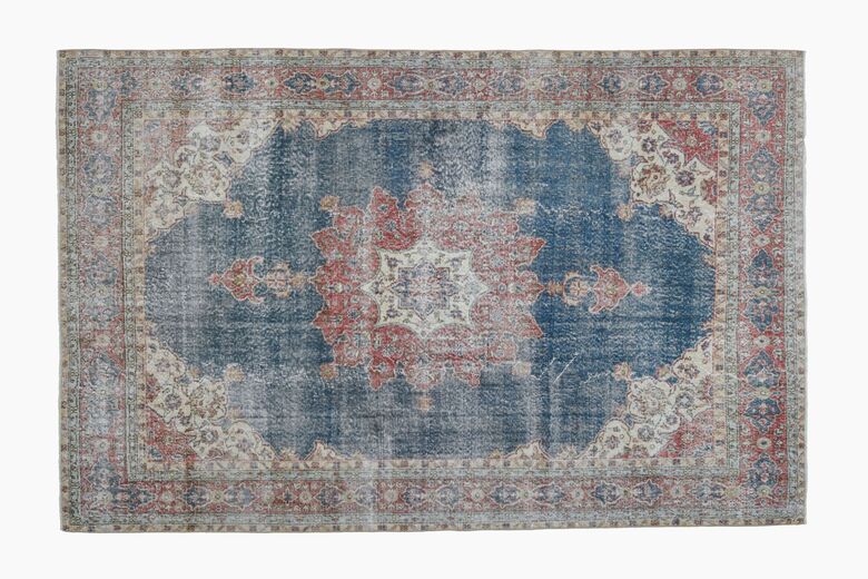 Blue Oriental Oushak Vintage Area Rug